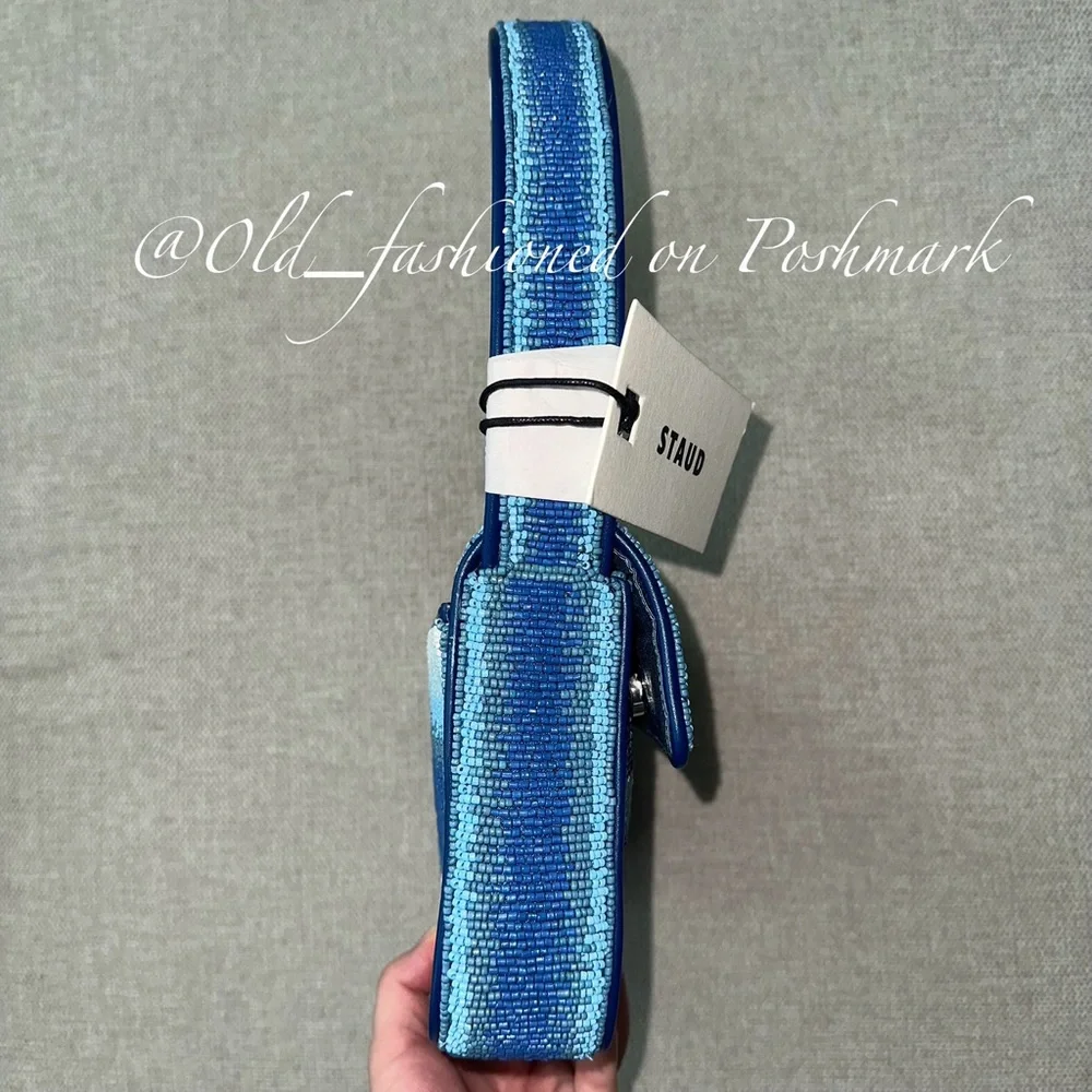 Price Firm - STAUD Tommy Ombré Striped Beaded Shoulder Bag in Ride the Wave - Picture 8 of 11